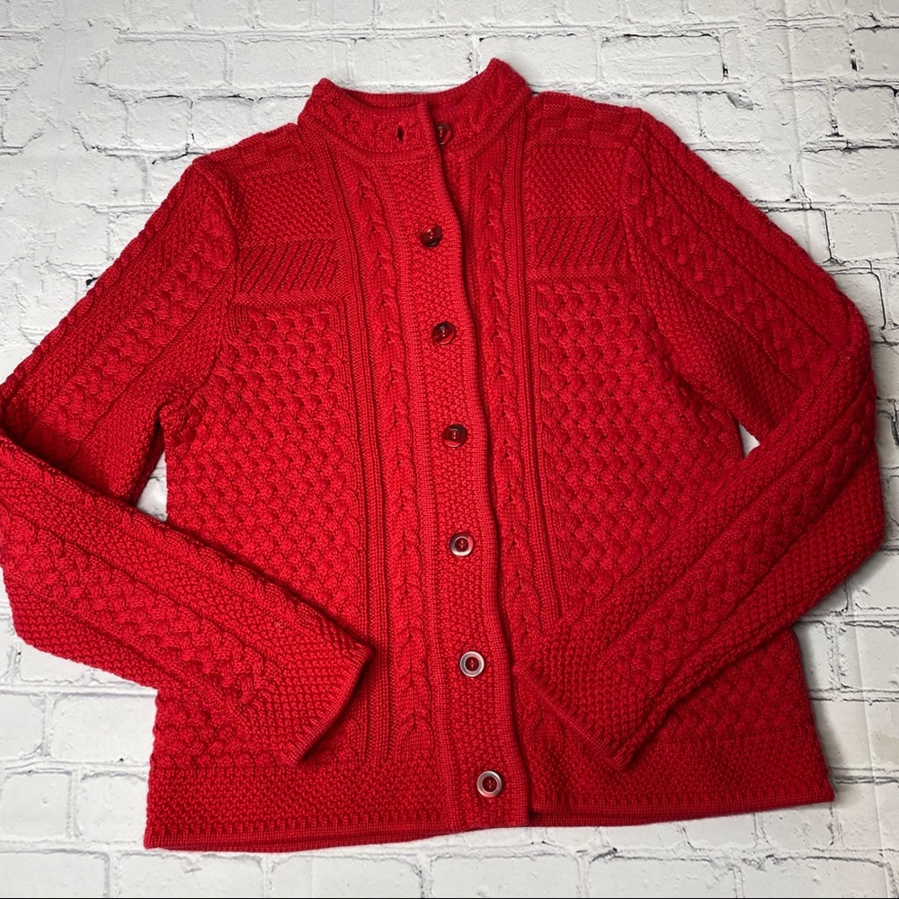 LL Bean Stitchworks Cardigan Knit Sweater Button